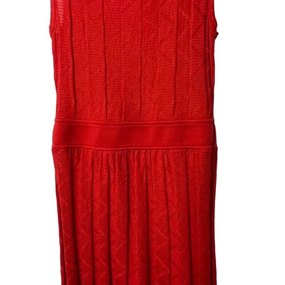 M by Missoni Red Zig Zag Bow Shoulder Knit Dress Fully Lined Size Small - Picture 12 of 13